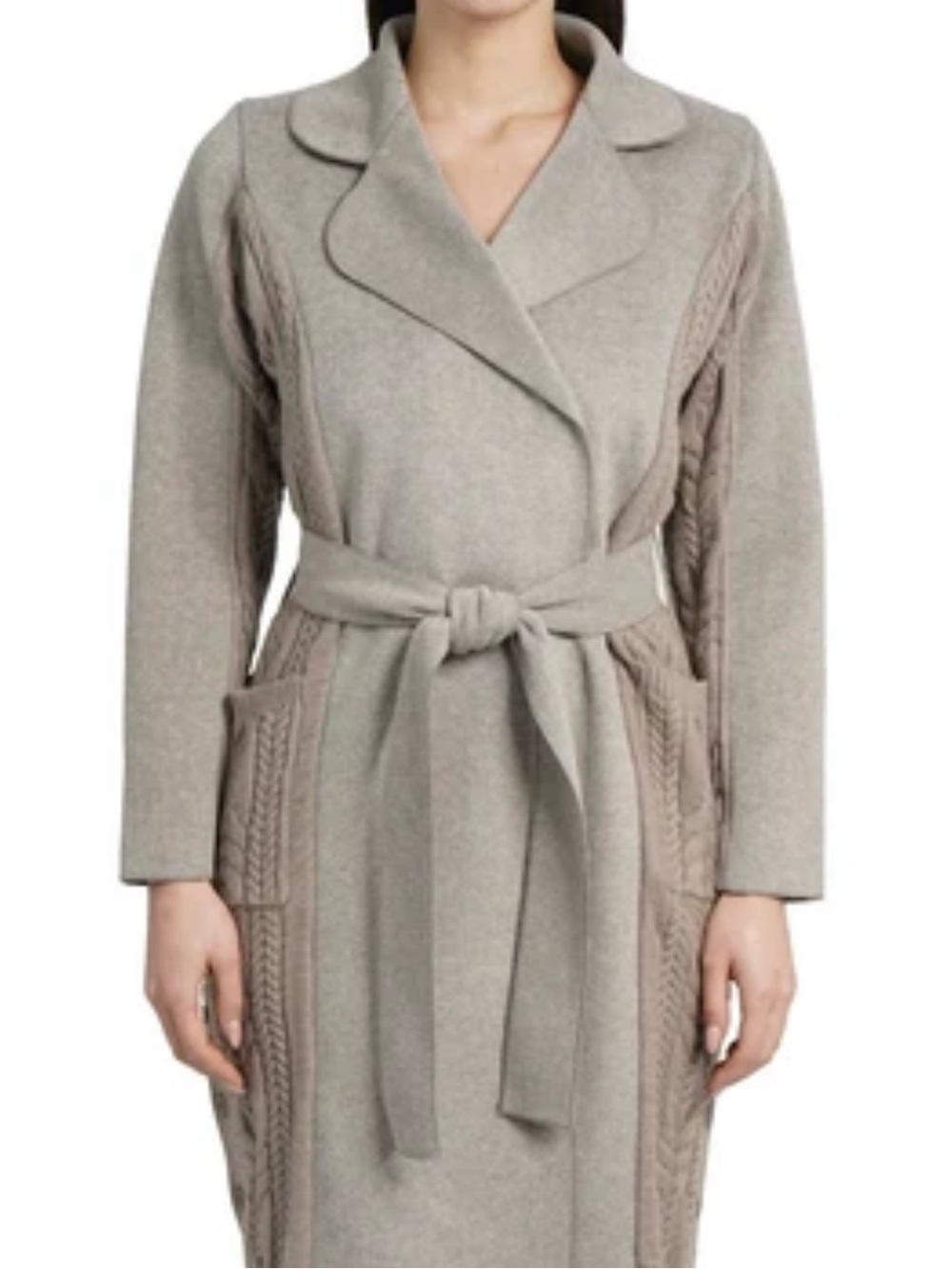 Love Token Neutral Taupe Sweater/button side/pockets/waist‎ tie cardigan jacket